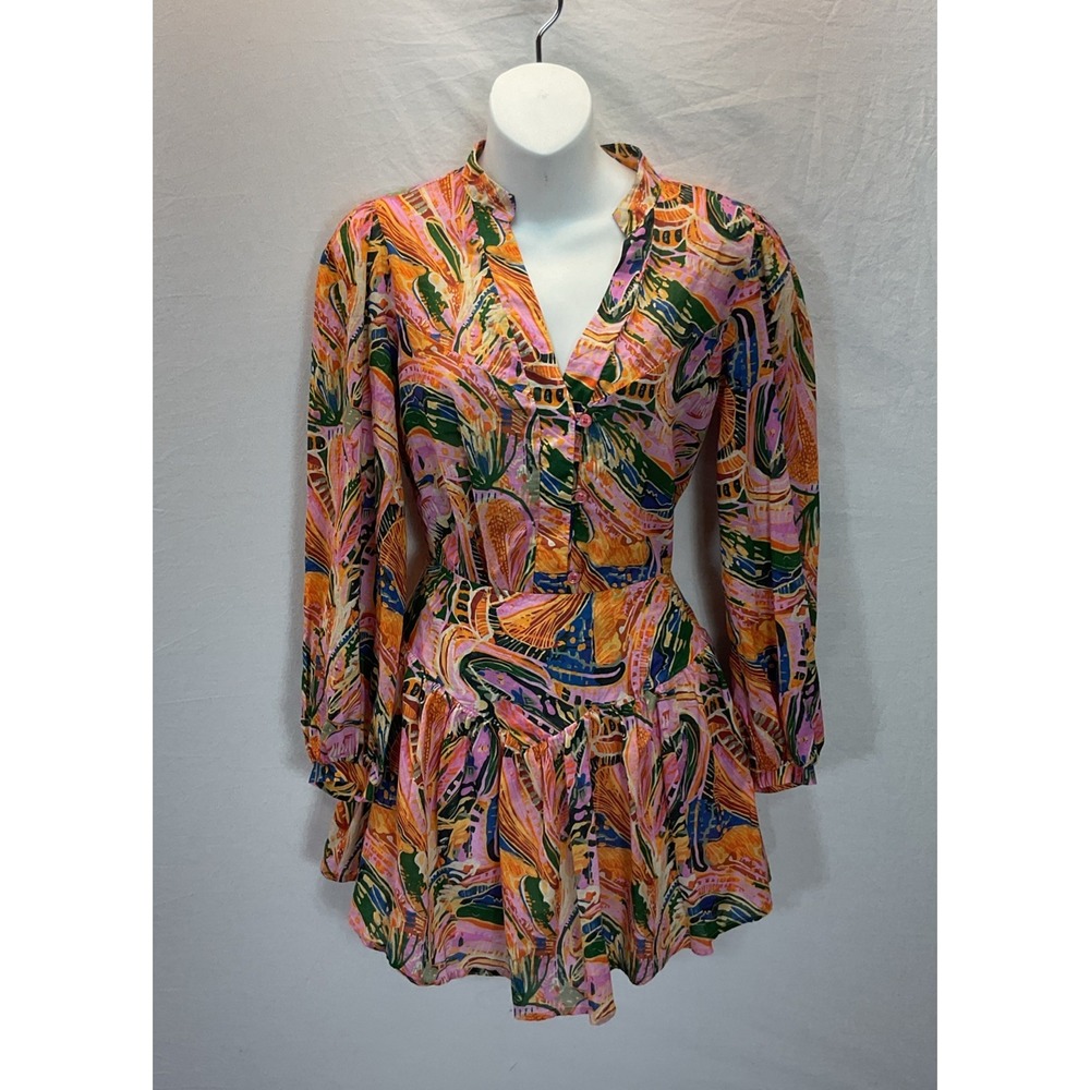LAAGAM Long sleeve top and skirt‎ Set colorful tropical lightweight size SM
